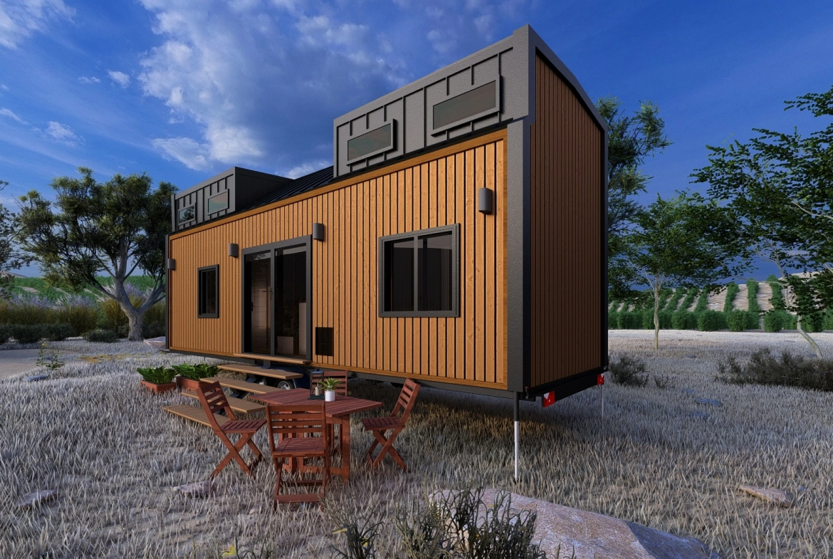 Aurora 8M tiny house dış cephe görseli