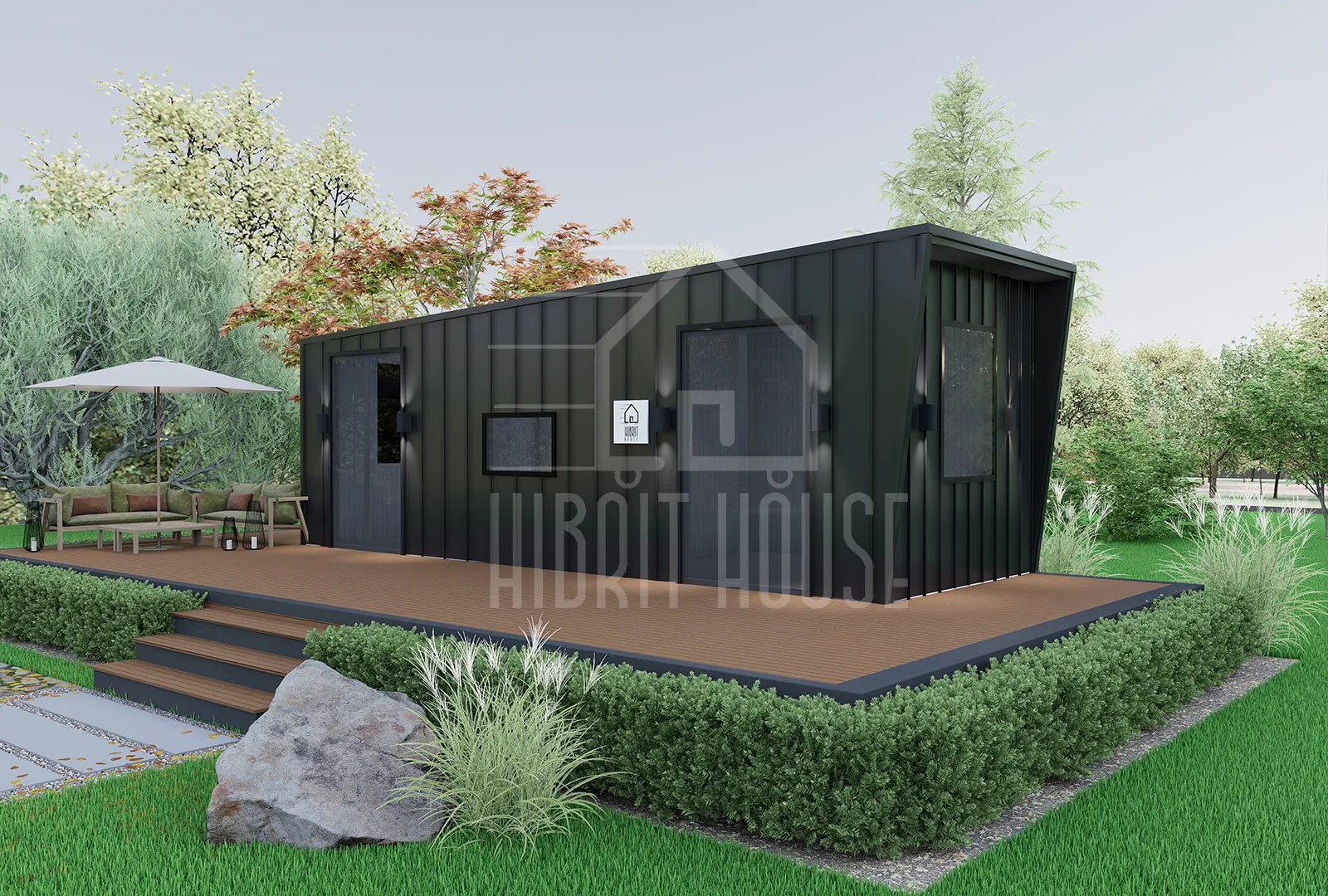 tekerleksiz tiny house pitch black