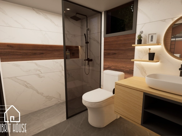 Serenity 10M Tiny House – modern banyo ve lavabo tasarımı